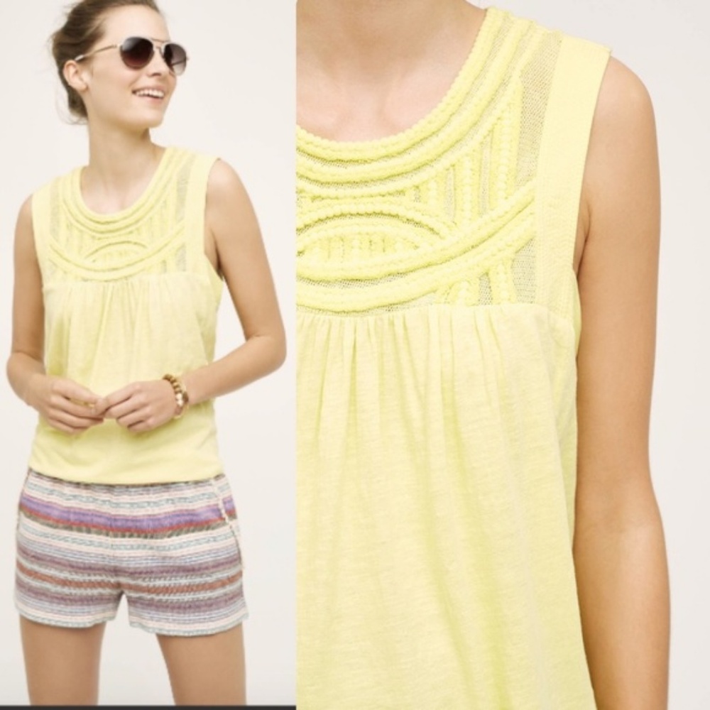 Anthropologie Embellished Yoke Tank S